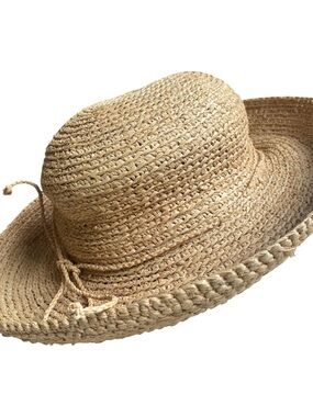 Callanan Straw Sun Hat, Rolled Brim, Woven Rope Hat Band, Bow, Designer